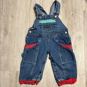 Vintage Scout-Tex Denim Overalls with Red Accents 6-9M
